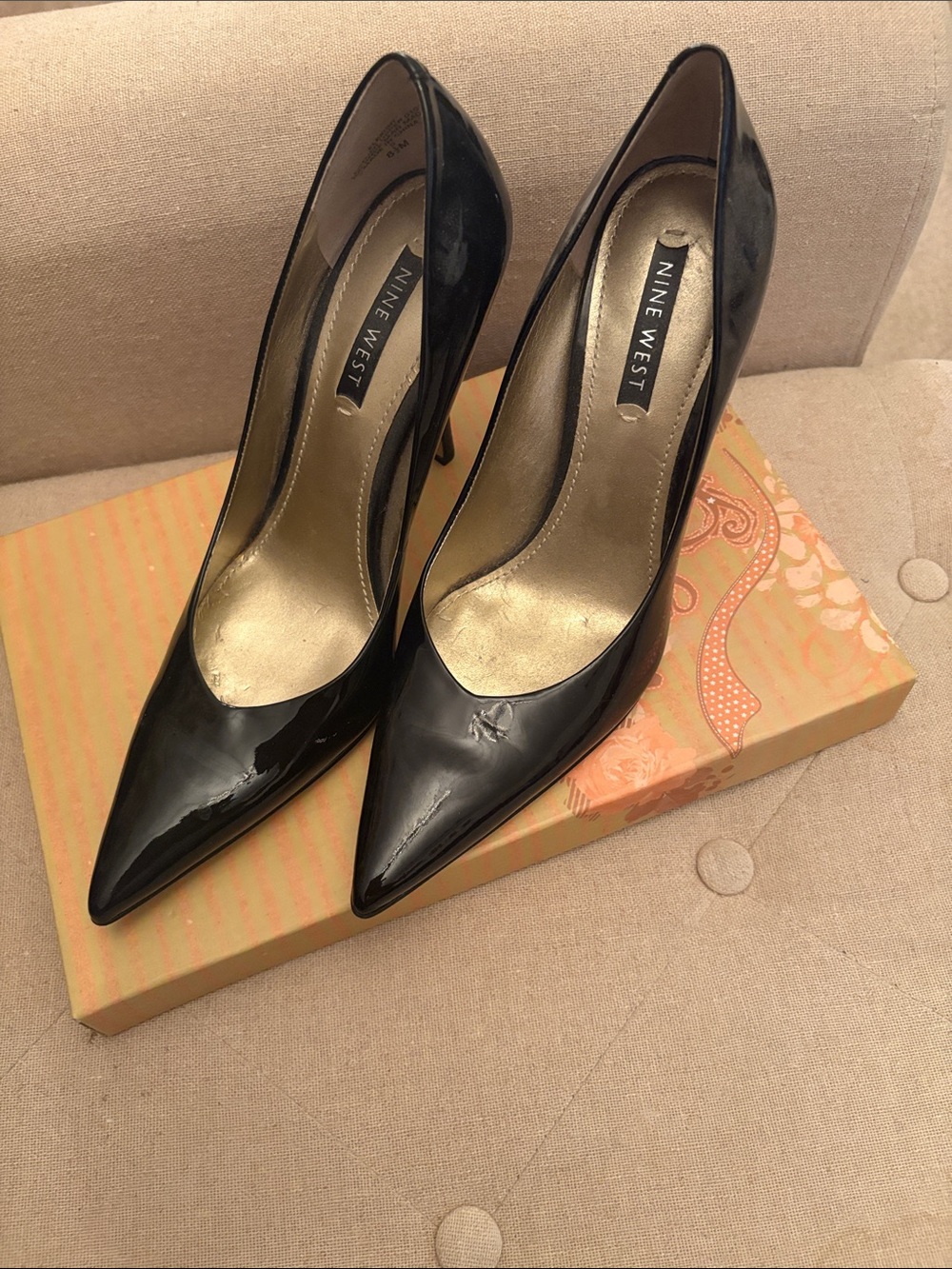 Nine West Black Patent Pointed Toe Stilettos